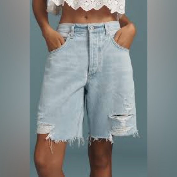 Citizens Of Humanity Pants - Citizens of Humanity Ayla Baggy Distressed Jean Shorts Starlit Blue Size 28